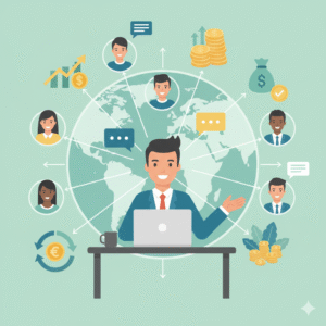 Small business finances simple step-by-step workflow illustration